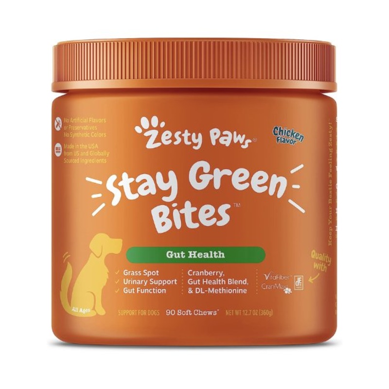 Zesty Paws Stay Green Bites Gut Supplements for Dogs (Chicken Flavour)