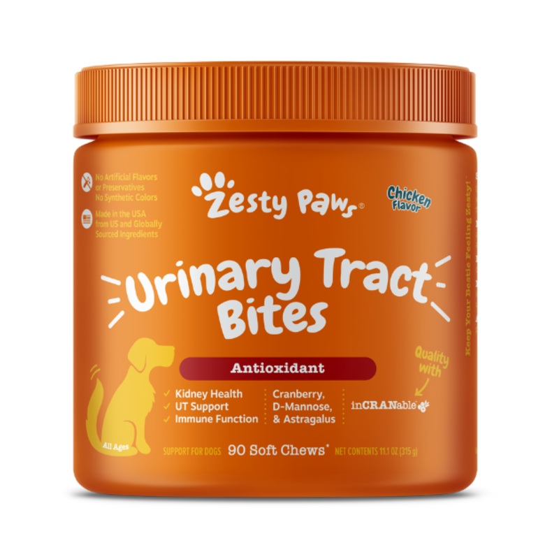 Zesty Paws Urinary Tract Bites Antioxidant Supplements for Dogs (Chicken Flavour)