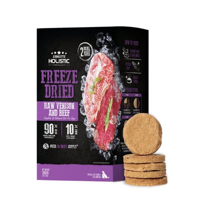 Absolute Holistic Freeze Dried Patties Dog Food (Venison & Beef)
