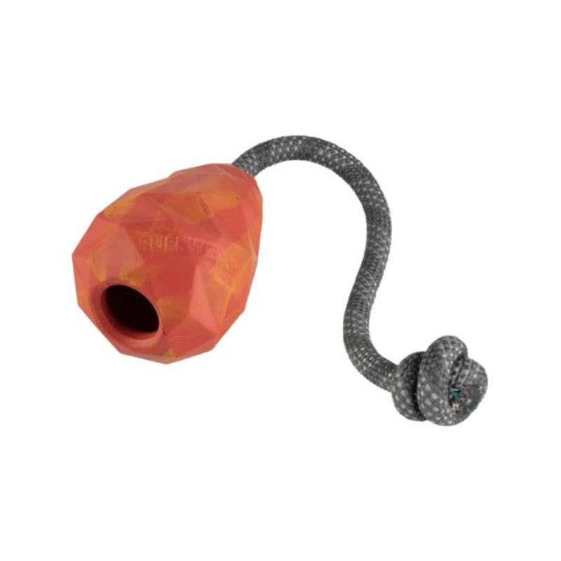 Ruffwear Huck-a-Cone Rubber & Rope Tug & Fetch Dog Toy (Red Sumac)