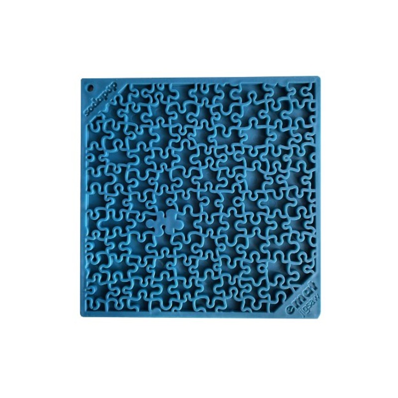 SodaPup Enrichment Lick Mat For Dogs (Square / Blue Jigsaw)