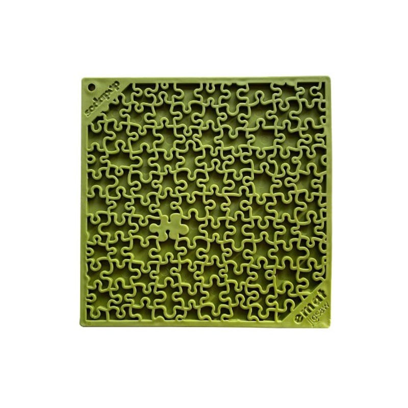 SodaPup Enrichment Lick Mat For Dogs (Square / Green Jigsaw)