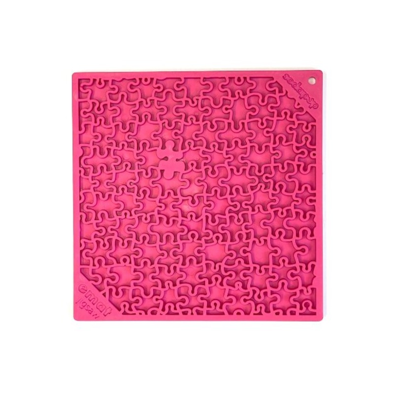 SodaPup Enrichment Lick Mat For Dogs (Square / Pink Jigsaw)