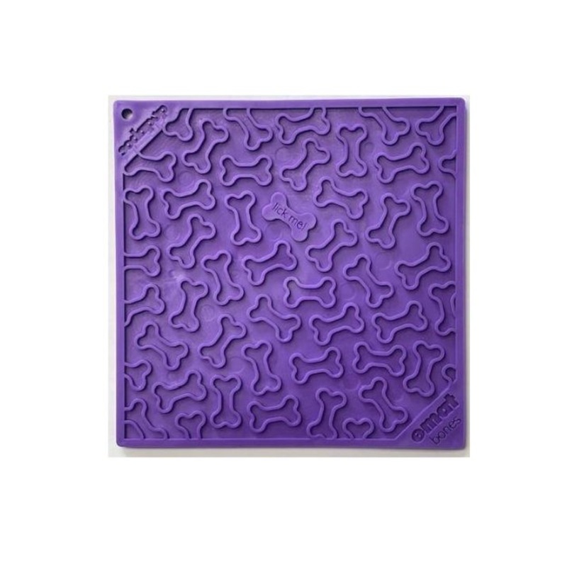 SodaPup Enrichment Lick Mat For Dogs (Square / Purple Bones)