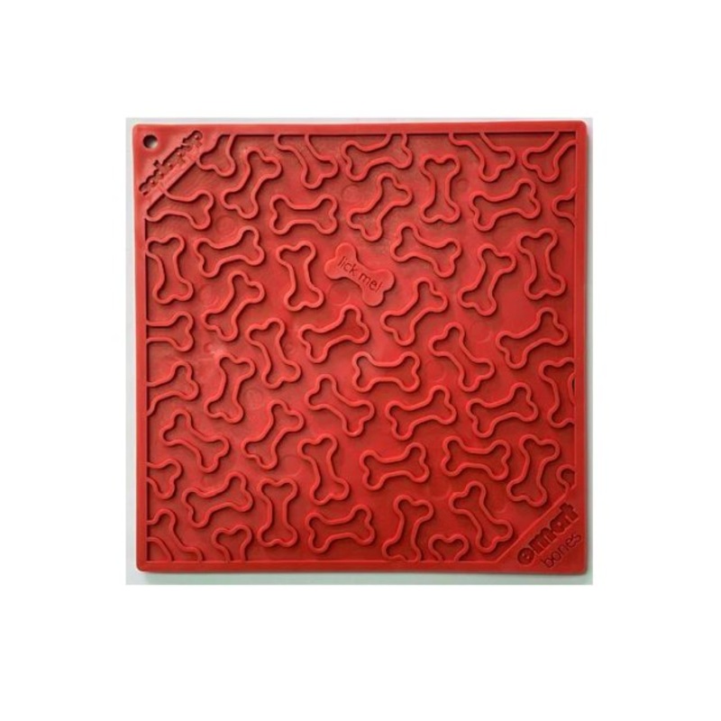 SodaPup Enrichment Lick Mat For Dogs (Square / Red Bones)