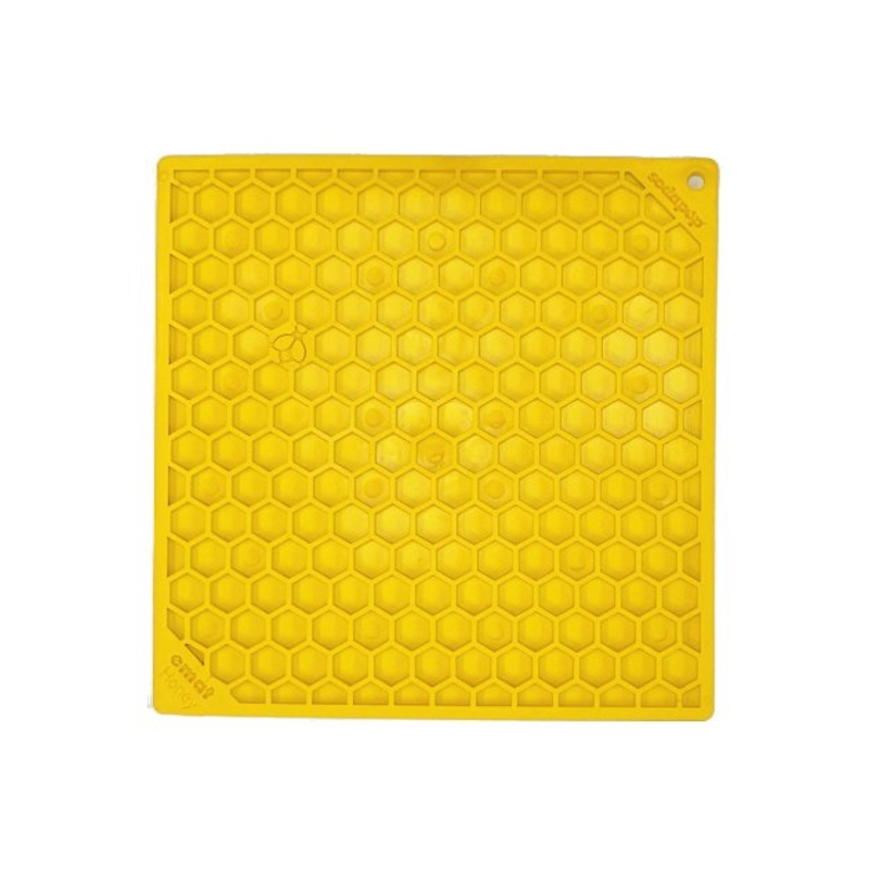 SodaPup Enrichment Lick Mat For Dogs (Square / Yellow Honeycomb)