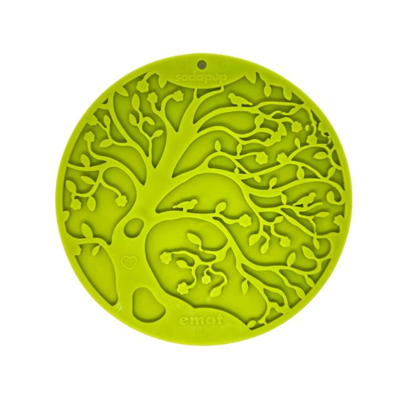 SodaPup Enrichment Lick Mat With Suction Cups For Dogs (Round / Green Tree Of Life)