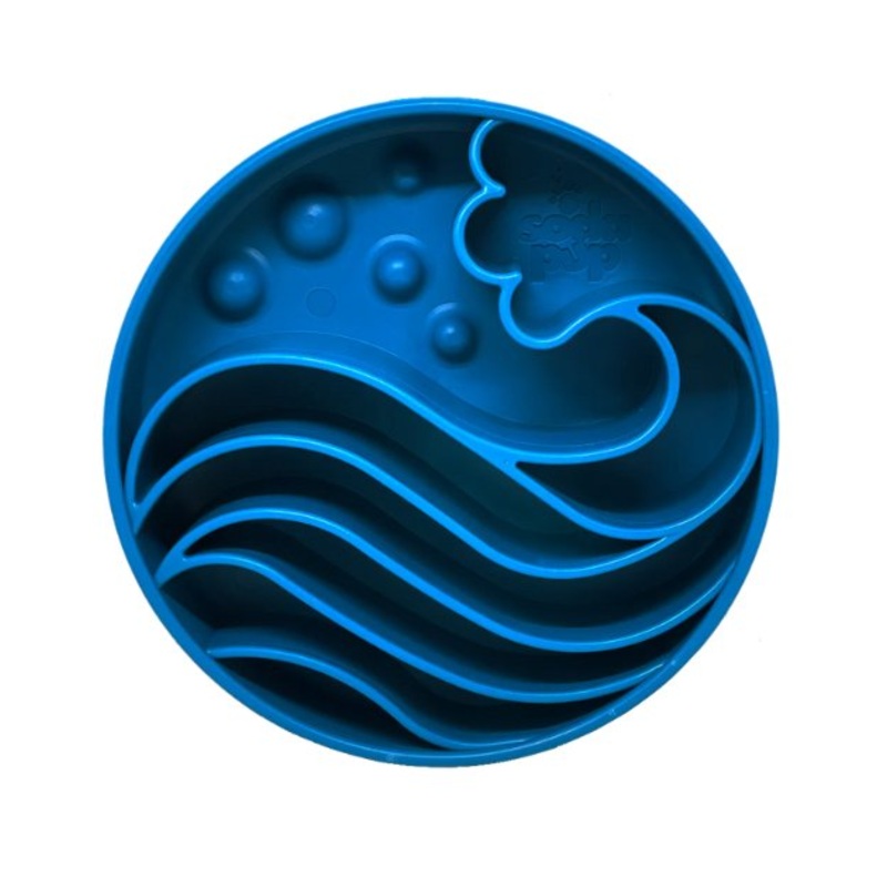 SodaPup Enrichment Slow Feeder Bowl For Dogs (Round / Blue Wave)