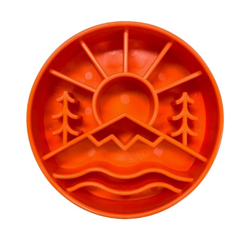 SodaPup Enrichment Slow Feeder Bowl For Dogs (Round / Orange Great Outdoors)