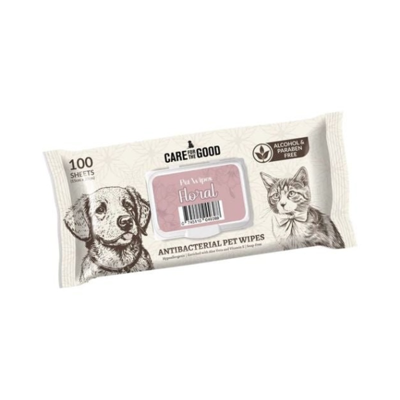 Care For The Good Antibacterial Wipes For Dogs & Cats (Floral)