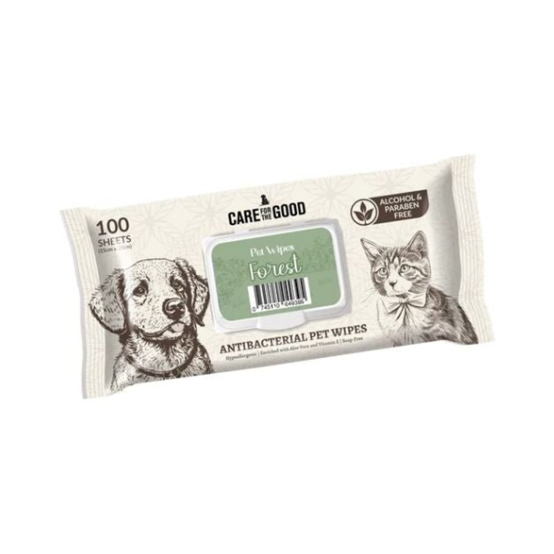 Care For The Good Antibacterial Wipes For Dogs & Cats (Forest)