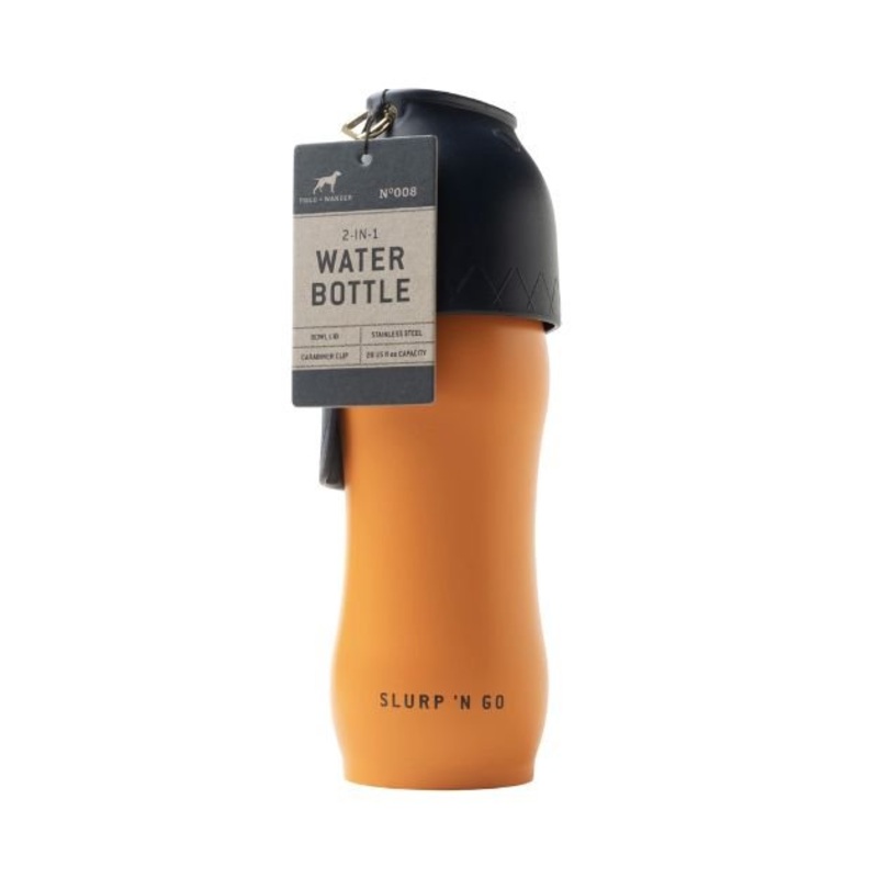 Field and Wander 2-in-1 Stainless Steel Travel Bottle For Dogs & Cats (With Bowl & Carabiner)