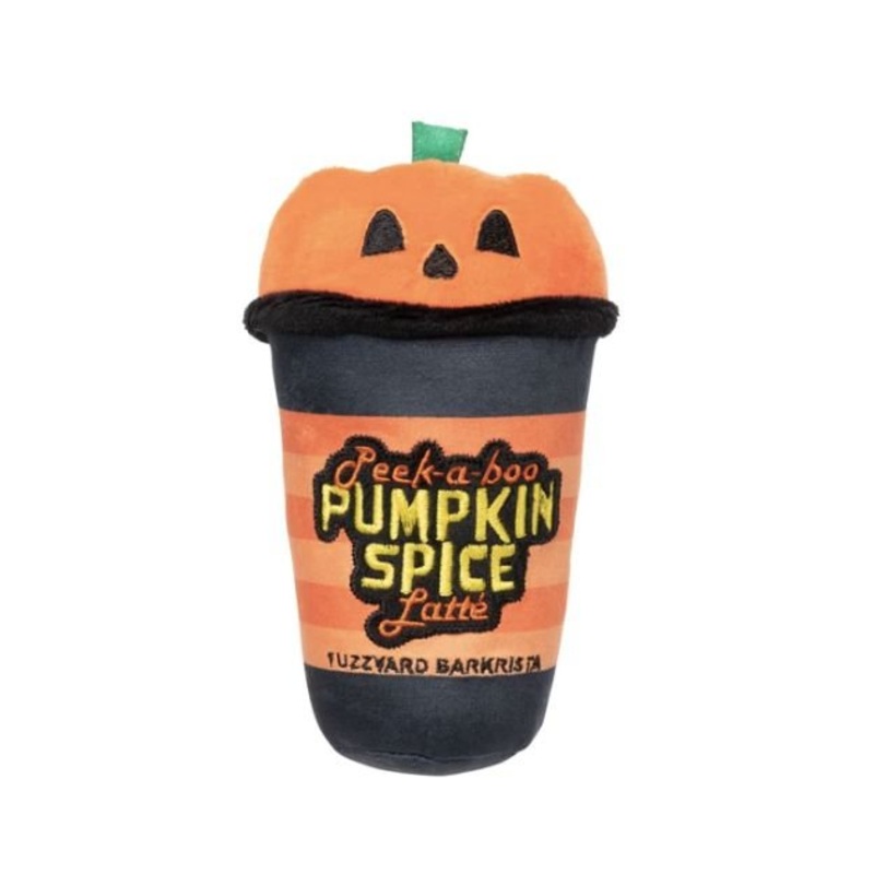FuzzYard Halloween Peek-A-Boo Pumpkin Spice Latte Plush Dog Toy
