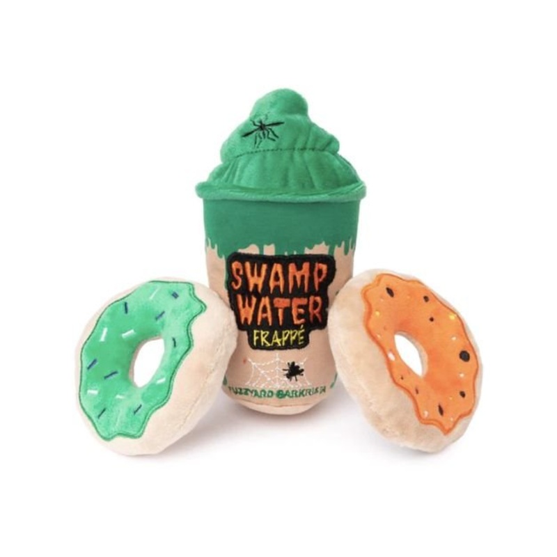 FuzzYard Halloween Swamp Water Frappe & Donuts Plush Dog Toys (3-Pack Set)