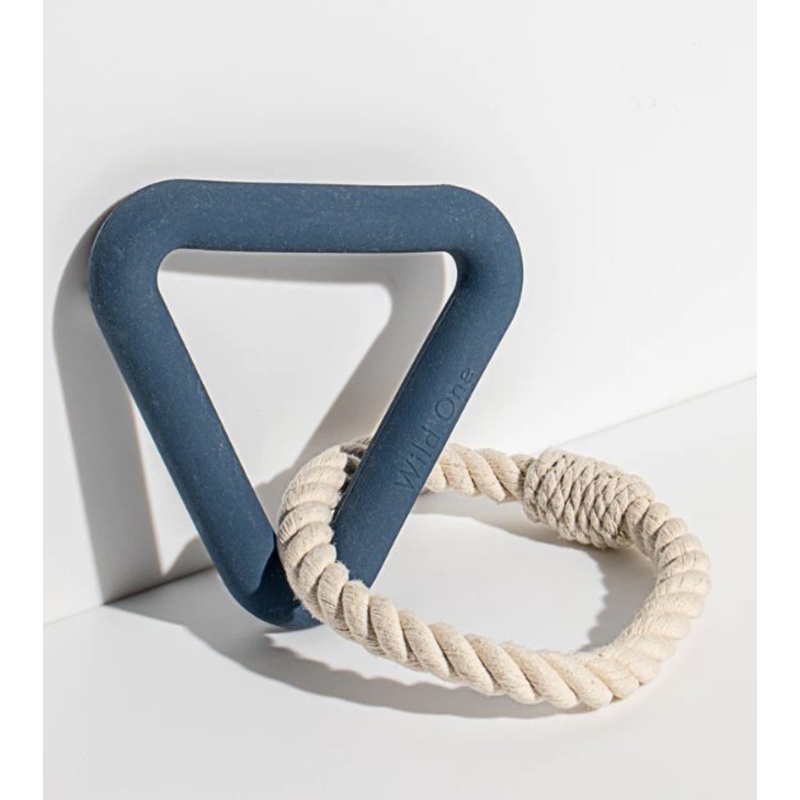 Wild One Triangle Tug Dog Chew Toy (Navy)