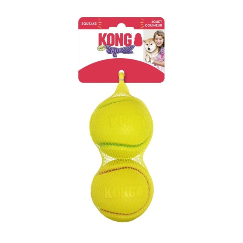 Kong Squeezz Tennis Ball Dog Toy (Assorted Colour 2pc Bundle)