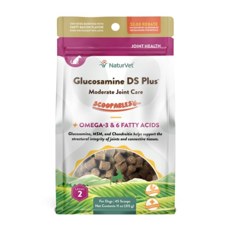 NaturVet Scoopables (Tiny Bites With Bacon Flavour) Glucosamine DS Plus Level 2 Moderate Joint Care Dog Supplement