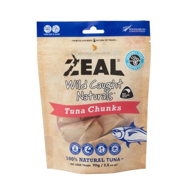 Zeal Wild Caught Naturals Freeze Dried Cat and Dog Treats (Tuna Chunks)
