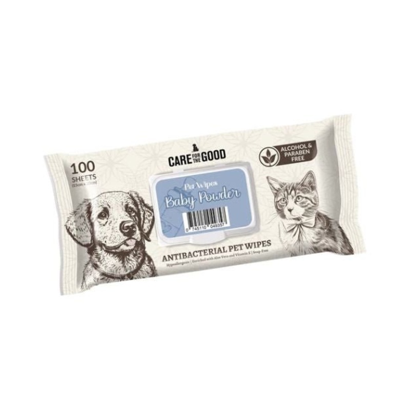 $0.80 ONLY [PWP SPECIAL]: Care For The Good Antibacterial Wipes For Dogs & Cats (Baby Powder)