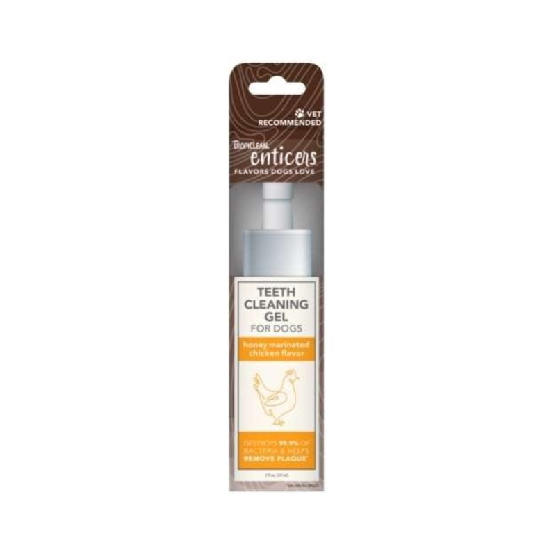 $14.40 ONLY [PWP SPECIAL]: TropiClean Enticers - No Brushing Teeth Cleaning Gel for Dogs (Honey Marinated Chicken)