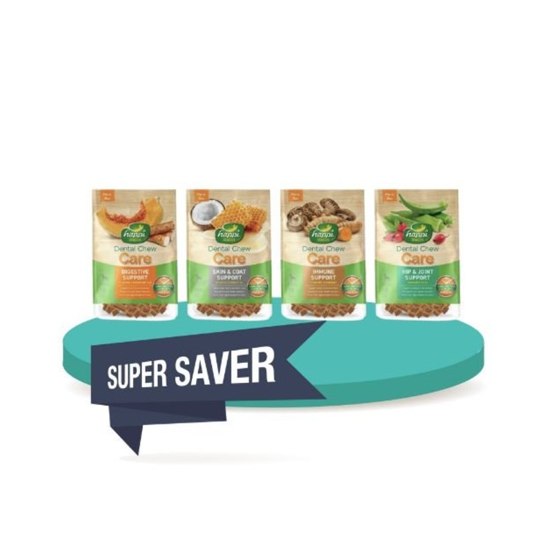 Happi Skippi (Happi Doggy) CARE Dental Dog Chews (4-Pack Saver Bundle)