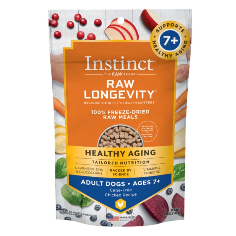 Instinct Raw Longevity Adult Ages 7+ 100% Freeze-Dried Raw Meals Cage-Free Chicken Recipe for Dogs