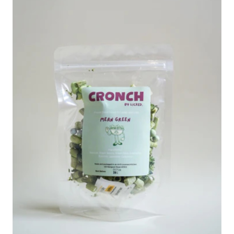 Licked CRONCH Freeze Dried Dog Treats (Mean Green)