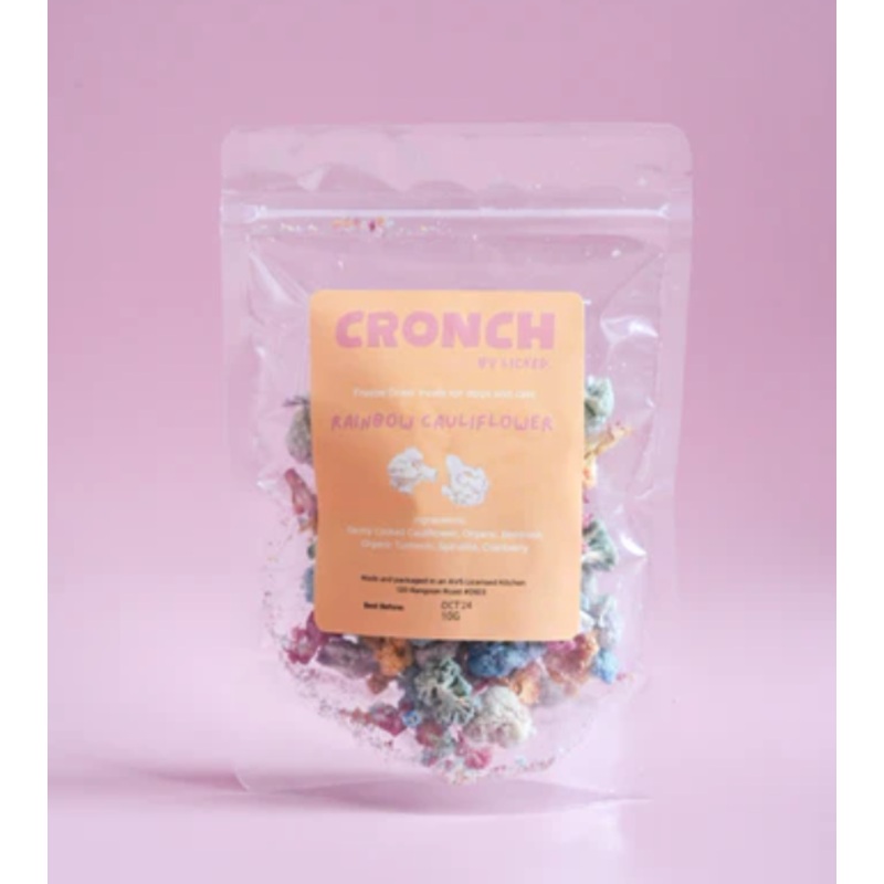 Licked CRONCH Freeze Dried Dog Treats (Rainbow Cauliflower)