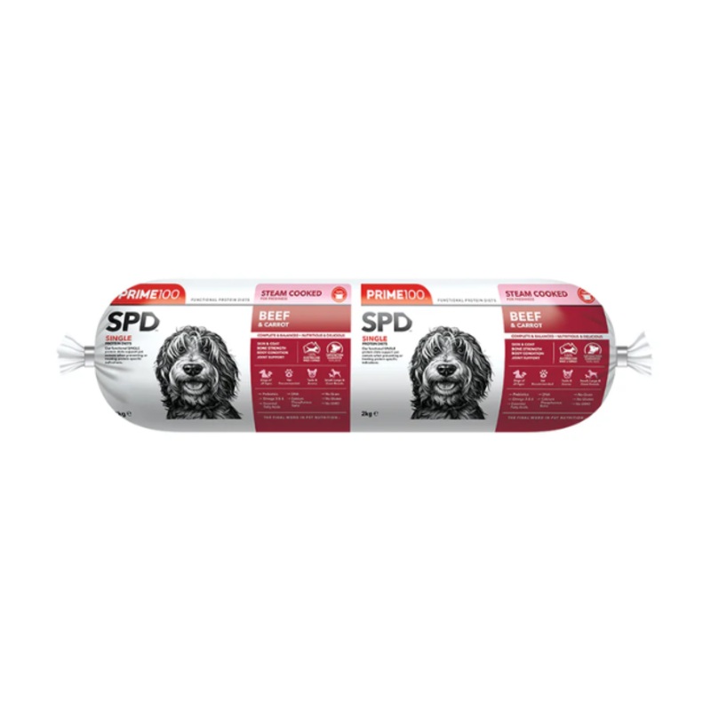 Prime100 SPD Limited Ingredients Steam Cooked Frozen Dog Food (Beef & Carrot)