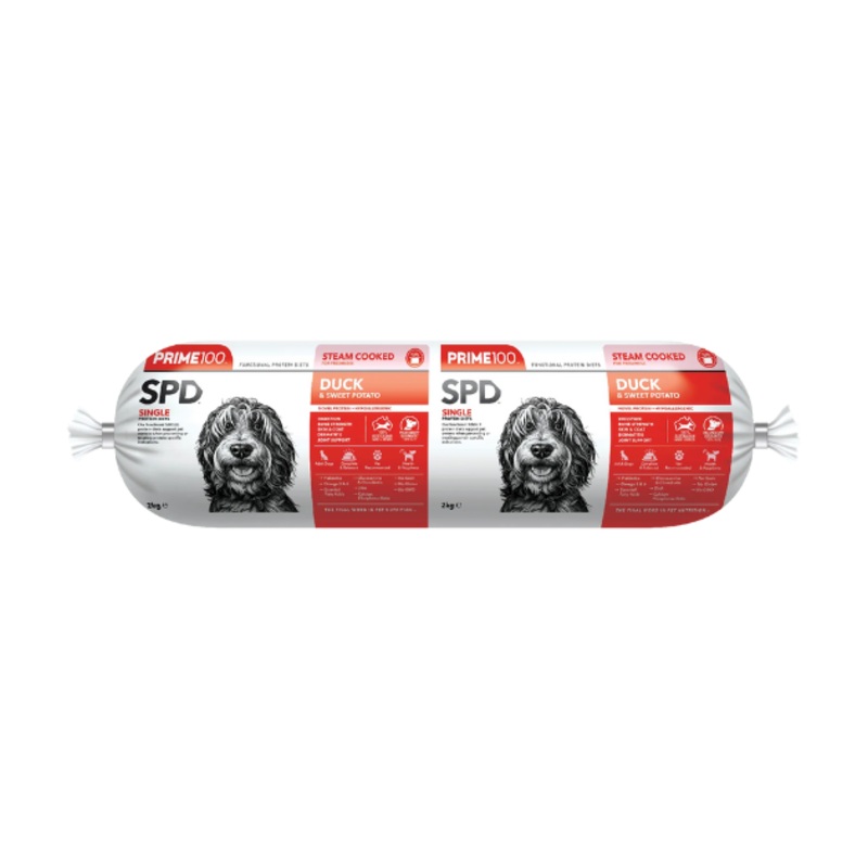 Prime100 SPD Limited Ingredients Steam Cooked Frozen Dog Food (Duck & Sweet Potato)