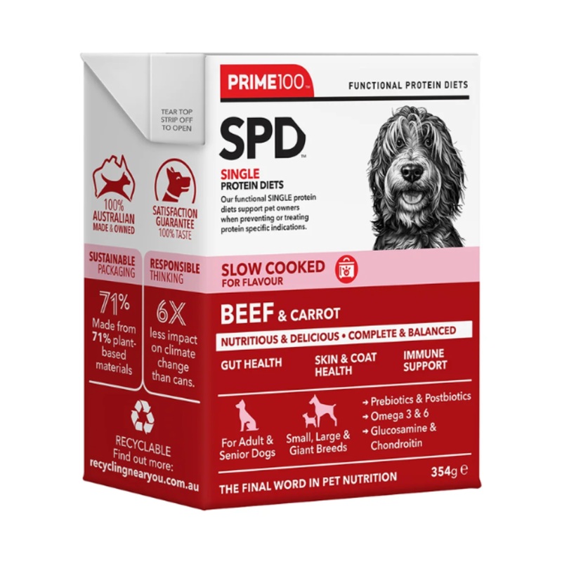 Prime100 SPD Single Protein Diets Slow Cooked Wet Dog Food (Beef & Carrot)