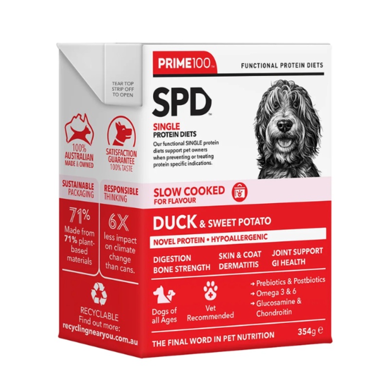 Prime100 SPD Single Protein Diets Slow Cooked Wet Dog Food (Duck & Sweet Potato)