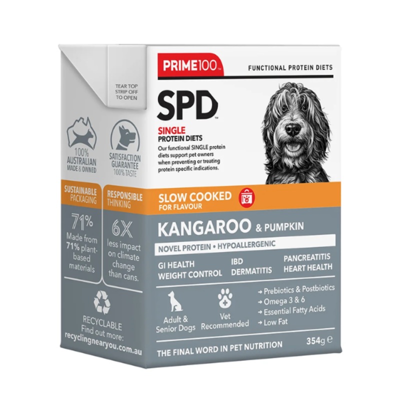 Prime100 SPD Single Protein Diets Slow Cooked Wet Dog Food (Kangaroo & Pumpkin)