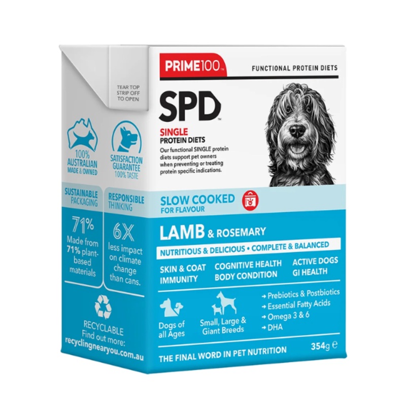 Prime100 SPD Single Protein Diets Slow Cooked Wet Dog Food (Lamb & Rosemary)
