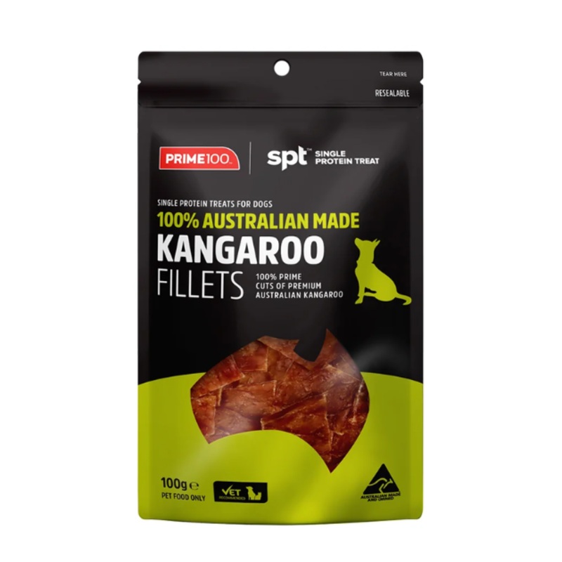 Prime100 SPT Single Protein Treats for Dogs (Kangaroo Fillets)