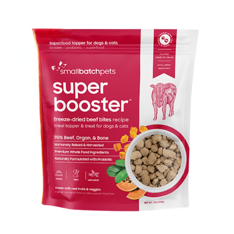 Small Batch Super Booster Freeze-Dried Meal Topper & Treat for Dogs & Cats (Beef Bites)