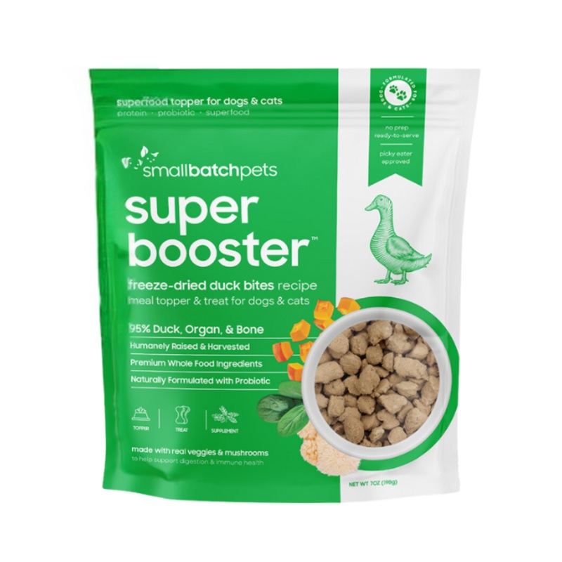 Small Batch Super Booster Freeze-Dried Meal Topper & Treat for Dogs & Cats (Duck Bites)