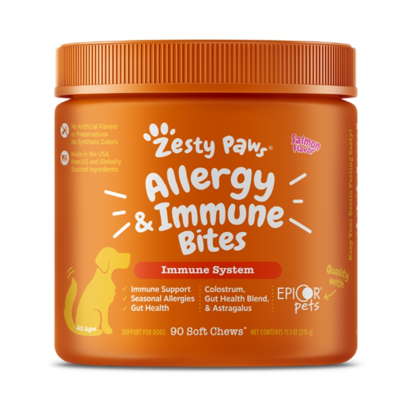 Zesty Paws Allergy & Immune Bites Immune System Supplements for Dogs (Salmon Flavour)