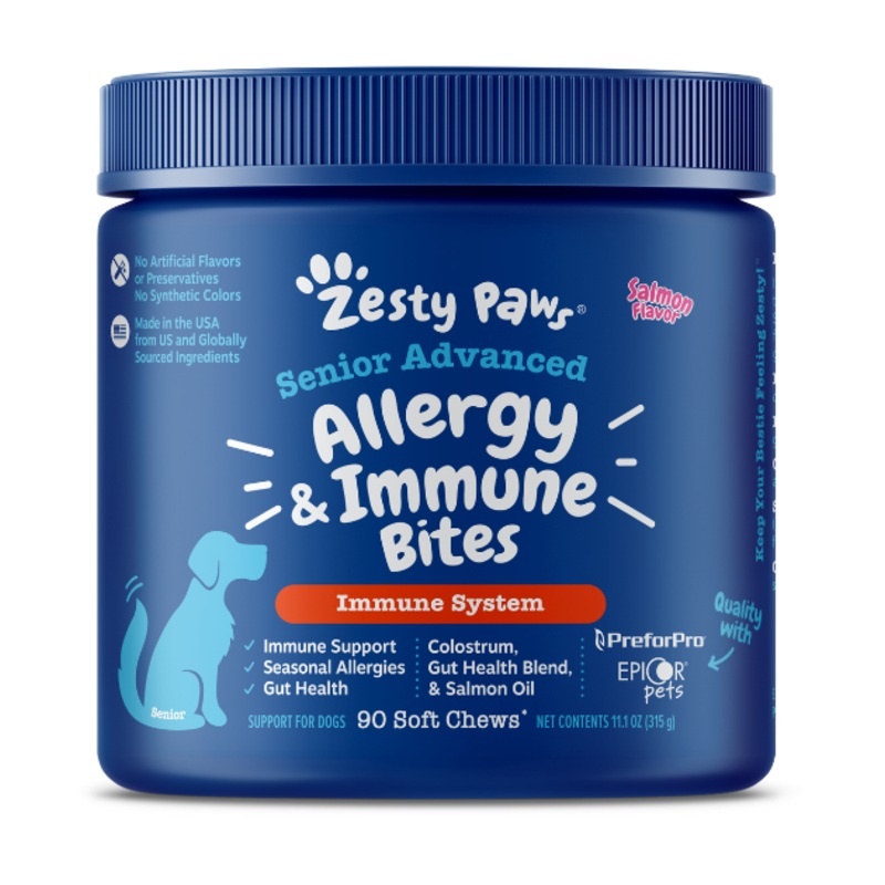 Zesty Paws Senior Advanced Allergy & Immune Bites Dog Supplements (Salmon Flavour)