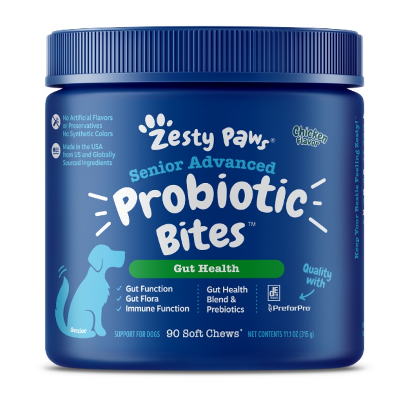 Zesty Paws Senior Advanced Probiotic Bites Dog Supplements (Chicken)