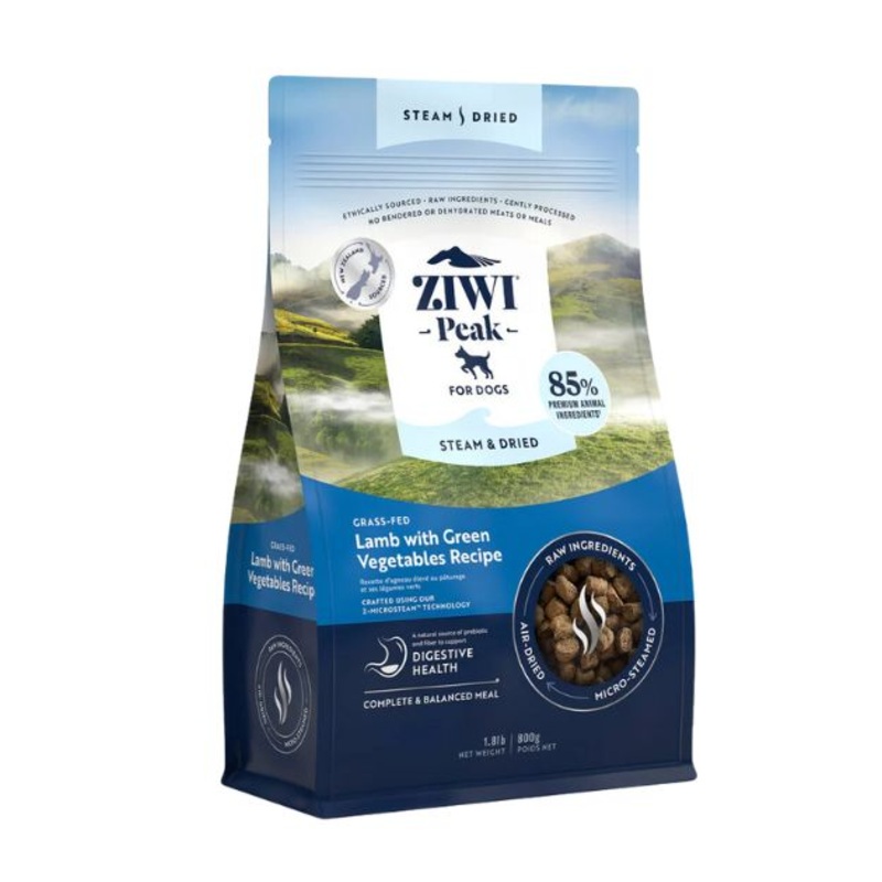 Ziwi Peak Steam & Dried Dog Food (Grass-Fed Lamb with Green Vegetables)