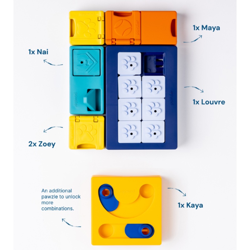 Pawzler Innovative Modular Dog Puzzles (Smarty Set With Base)