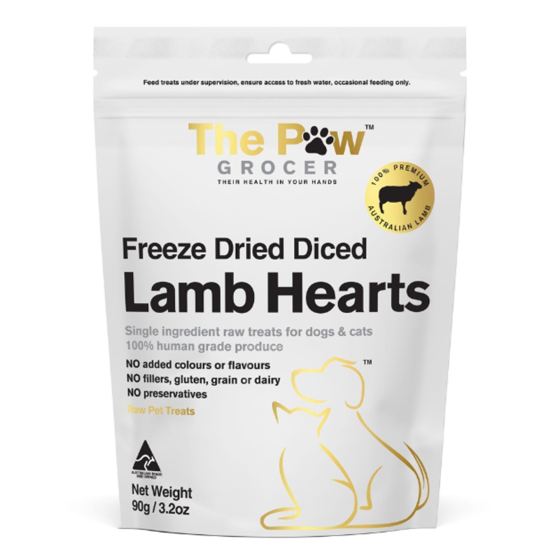 The Paw Grocer Freeze Dried Cat & Dog Treats (Lamb Hearts)