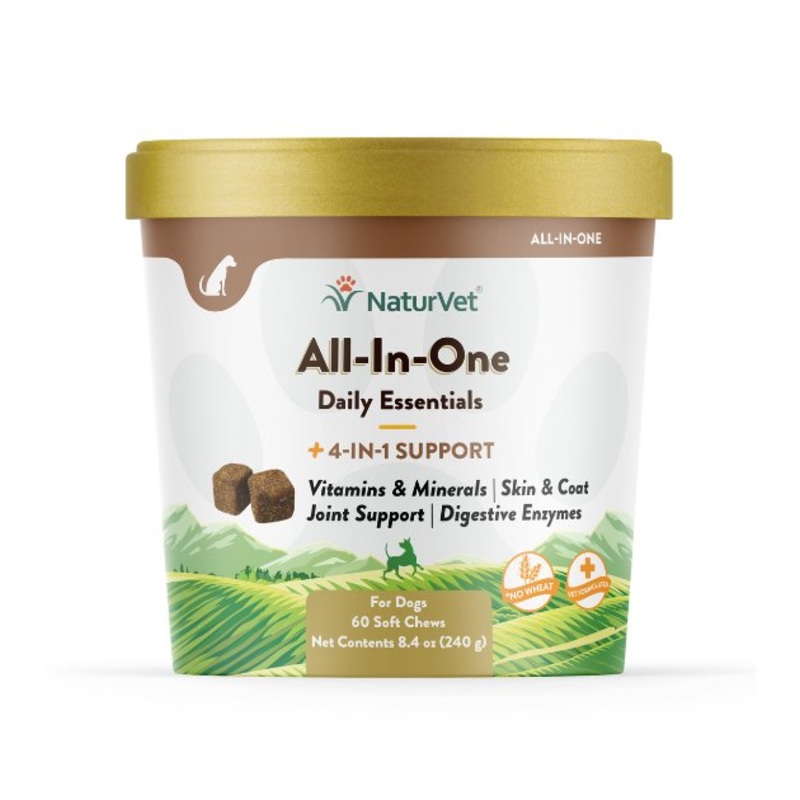 NaturVet All-In-One (Skin, Joint, Digestion & Immunity) Soft Chew Dog Supplement (60 Count)