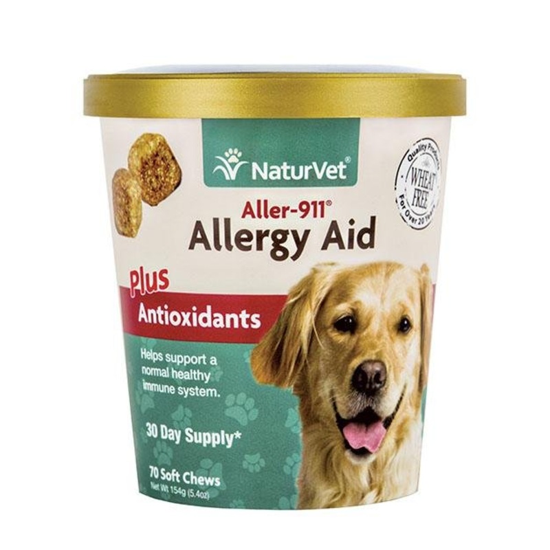 NaturVet Aller-911 Allergy Aid Plus Antioxidants (Skin, Respiratory & Immunity) Soft Chew Dog Supplement (70 Count)