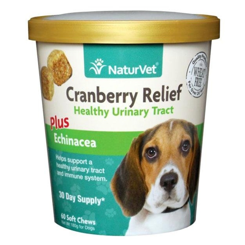 NaturVet Cranberry Relief Plus Echinacea (Urinary & Immunity) Soft Chew Dog Supplement (60 Count)