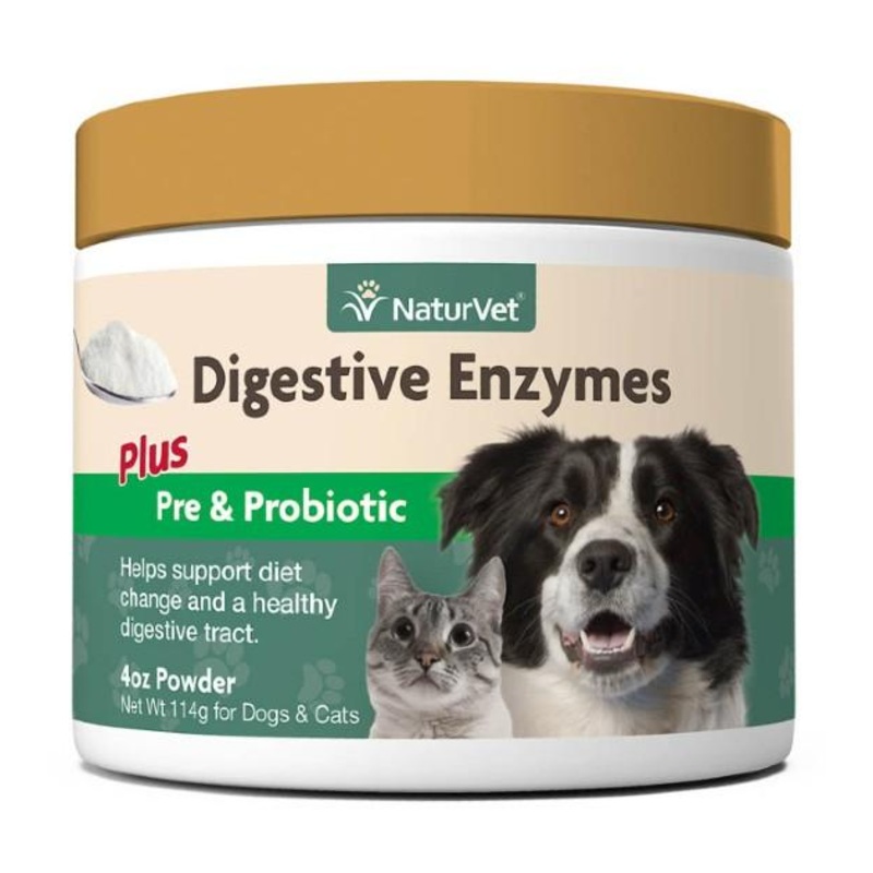 NaturVet Digestive Enzymes Prebiotics Plus Probiotic Powder Cat & Dog Supplement