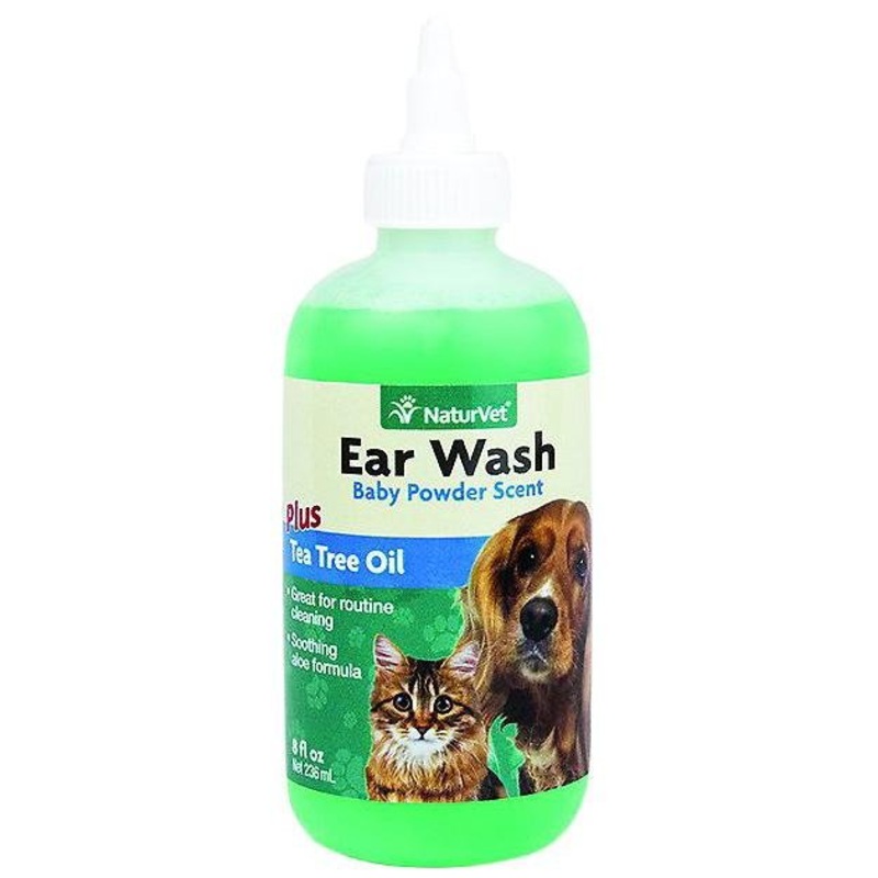 NaturVet Ear Wash Plus Tea Tree Oil Topical Aid for Cats & Dogs