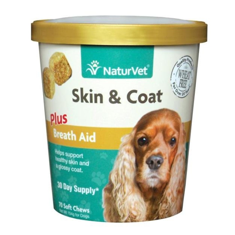 NaturVet Skin & Coat Plus Breath Aid Soft Chew Dog Supplement (70 Count)