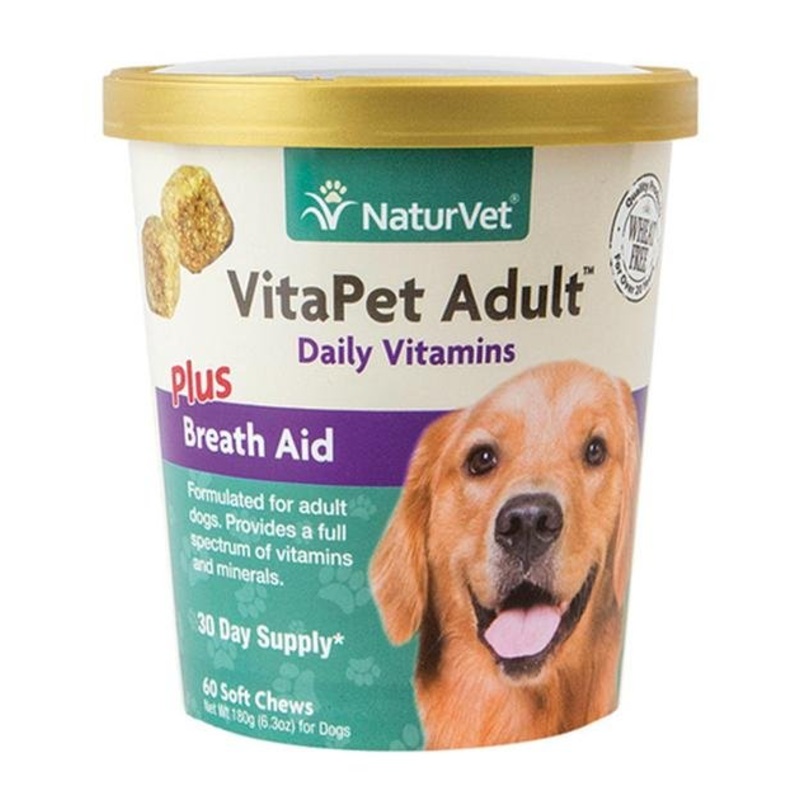 NaturVet VitaPet (Adult) Daily Vitamins Plus Breath Aid Soft Chew Dog Supplement (60 Count)